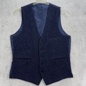Bishitto Molto Inglese Shetland Moon Wool Vest Mens Meduim Blue Back Dressy